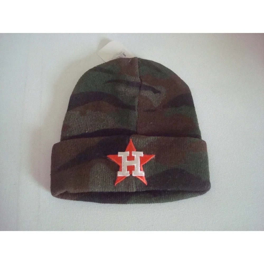 HOUSTON‎ ASTROS   CAMO  SKI BEANIE TOBOGGAN HAT CAP VINTAGE DEADSTOCK ST5